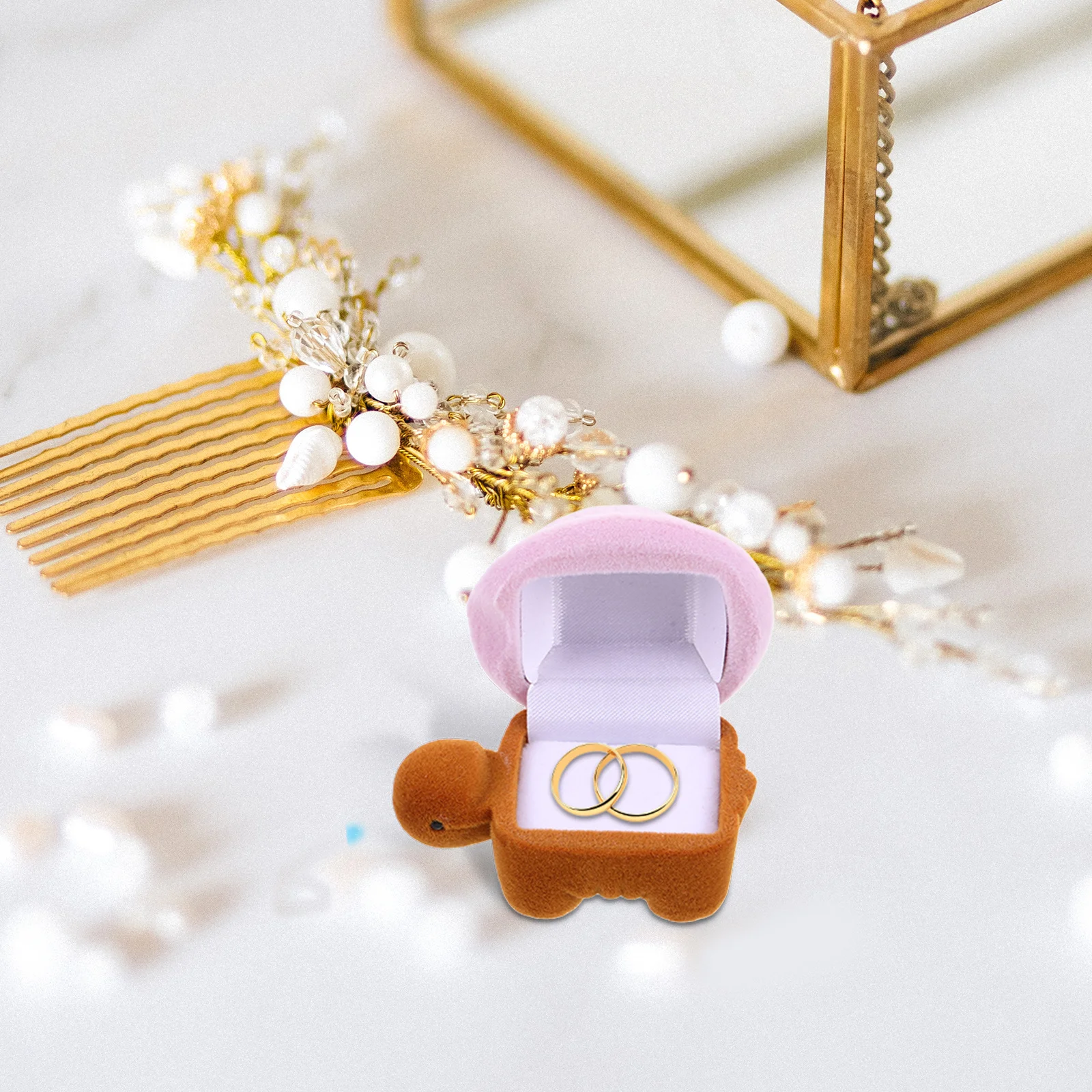 

Cute Turtle Jewelry Box Multifunctional Storage Portable Size Animal Trinket Box Engagement Ring Protector Sea Turtle Statue