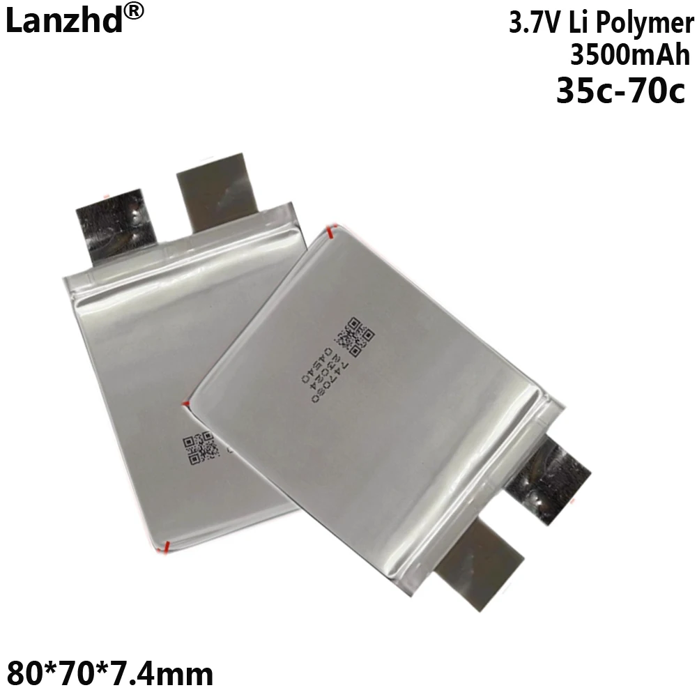 3.7V 3500mAh 35C 70C High-Rate Lithium Battery 35C for Spot Welding Machine Starting Power Supply Drone Battery Cell 747080