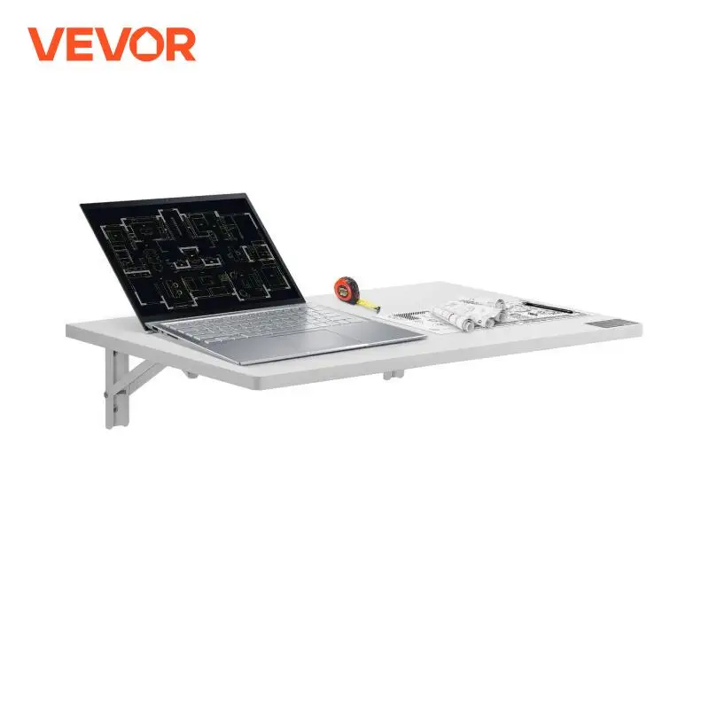 VEVOR Wall Mounted Folding Table Drop Leaf  Floating Desk with Iron Bracket Fold Down for Home Office Room Kitchen Space-Saving