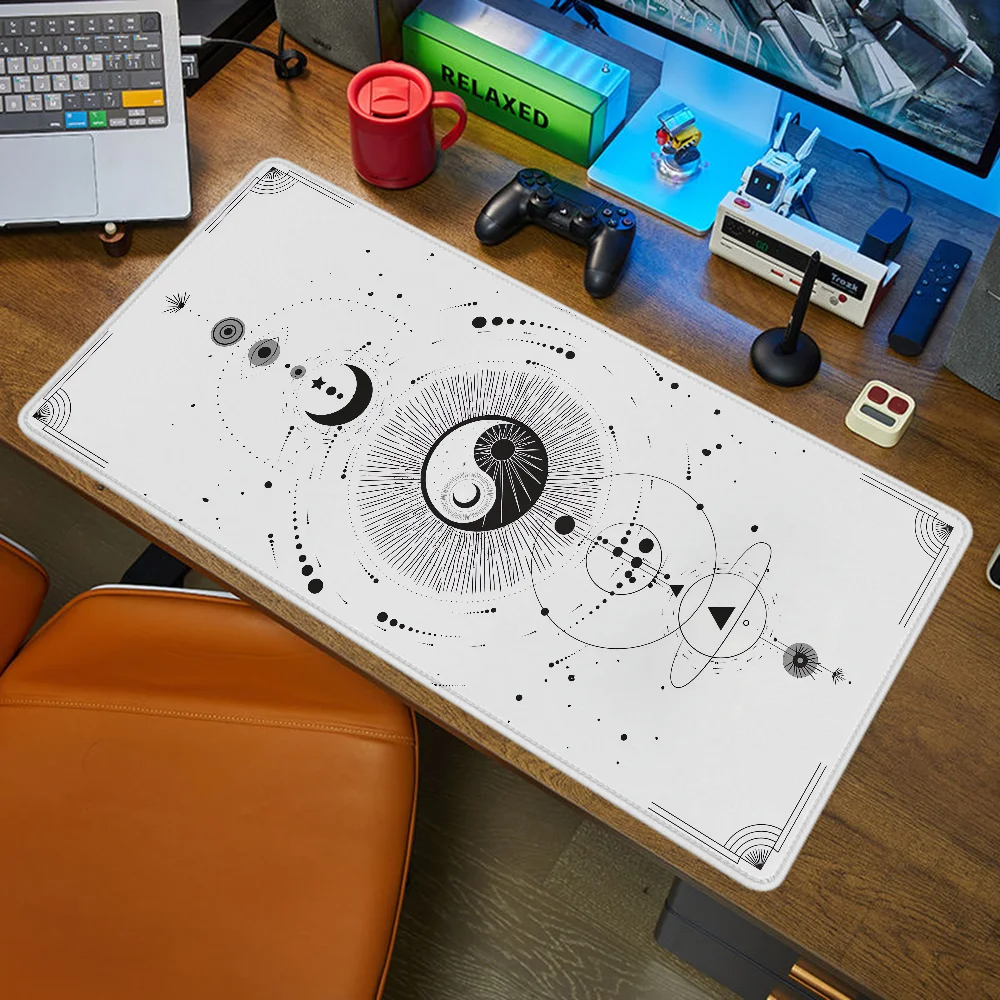 

Белый коврик для мыши Yinyang, большие компьютерные игровые аксессуары, Настольный коврик, коврик для мыши, аниме коврики, коврики для геймеров, офисные коврики Xxl, мыши