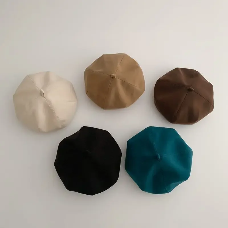 

Autumn Children Beret Japanese Girl Octagonal Hat Solid Color Fashion Kids Pumpkin Hats Baby Artist Painter Cap 1-5year Toddler