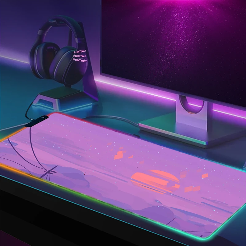 

Moon Large RGB Mouse Pad XXL Gaming Mousepad LED Mouse Mat Gamer Mousepads Luminous Table Mats Desk Pads With Backlit