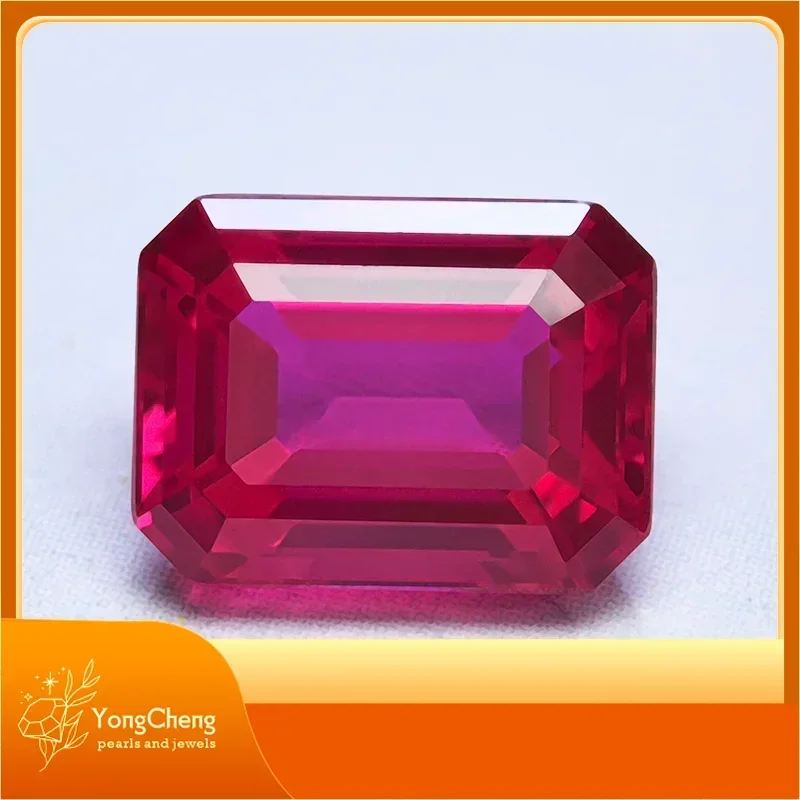 

Lab Grown Ruby Emerald Cut Rubellite Color Charms Beads For Diy Jewel Making Pendant Ring Materials With AGL Certificate