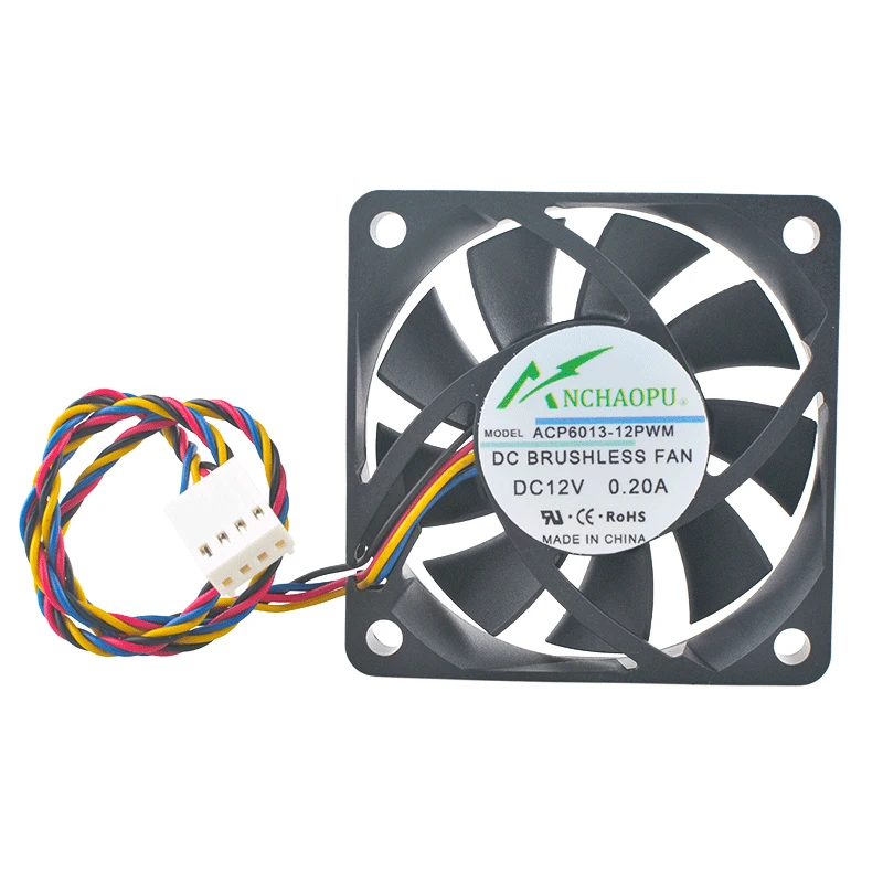 

ACP6013-12PWM 6cm 60mm Dual Ball Bearing Cooling Fan DC12V 0.20A 4-Pin 5800rpm for CPU Chassis