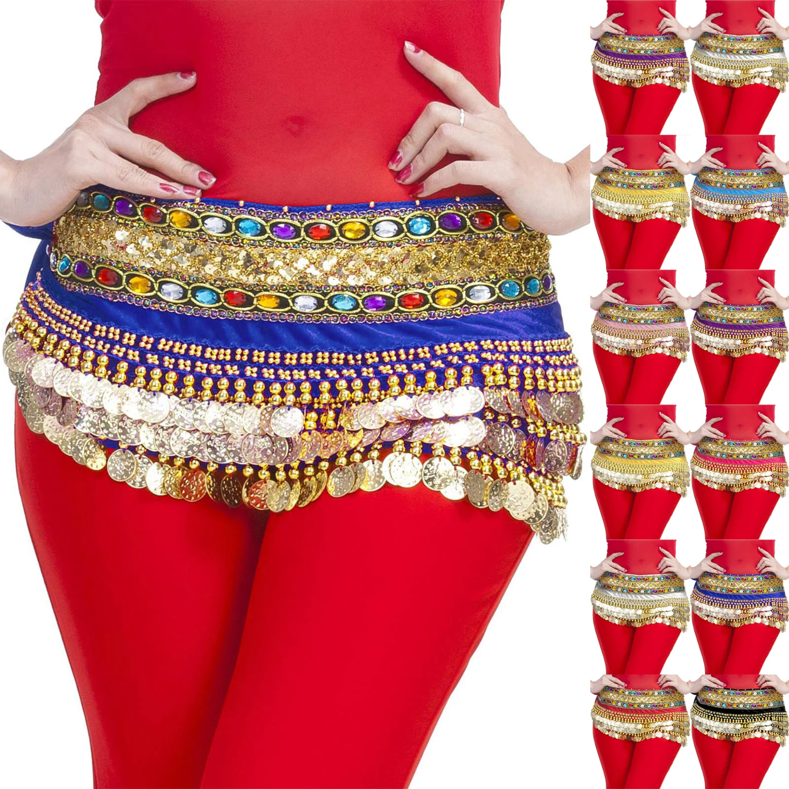 المرأة الخصر منشفة الرقص الشرقي وشاح الورك أداء زي الخصر سلسلة وشاح الورك شرابة الشيفون أداء تنورة الموضة #2