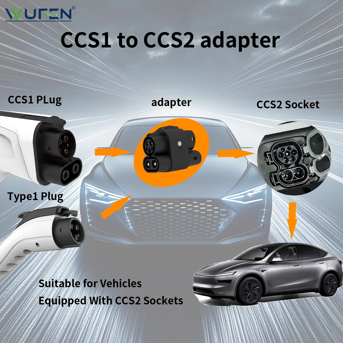 อะแดปเตอร์ชาร์จรถยนต์ไฟฟ้า WUF - Ccs2 To Ccs1 Fast Charge Adapter 250Kw บทวิจารณ์และราคา