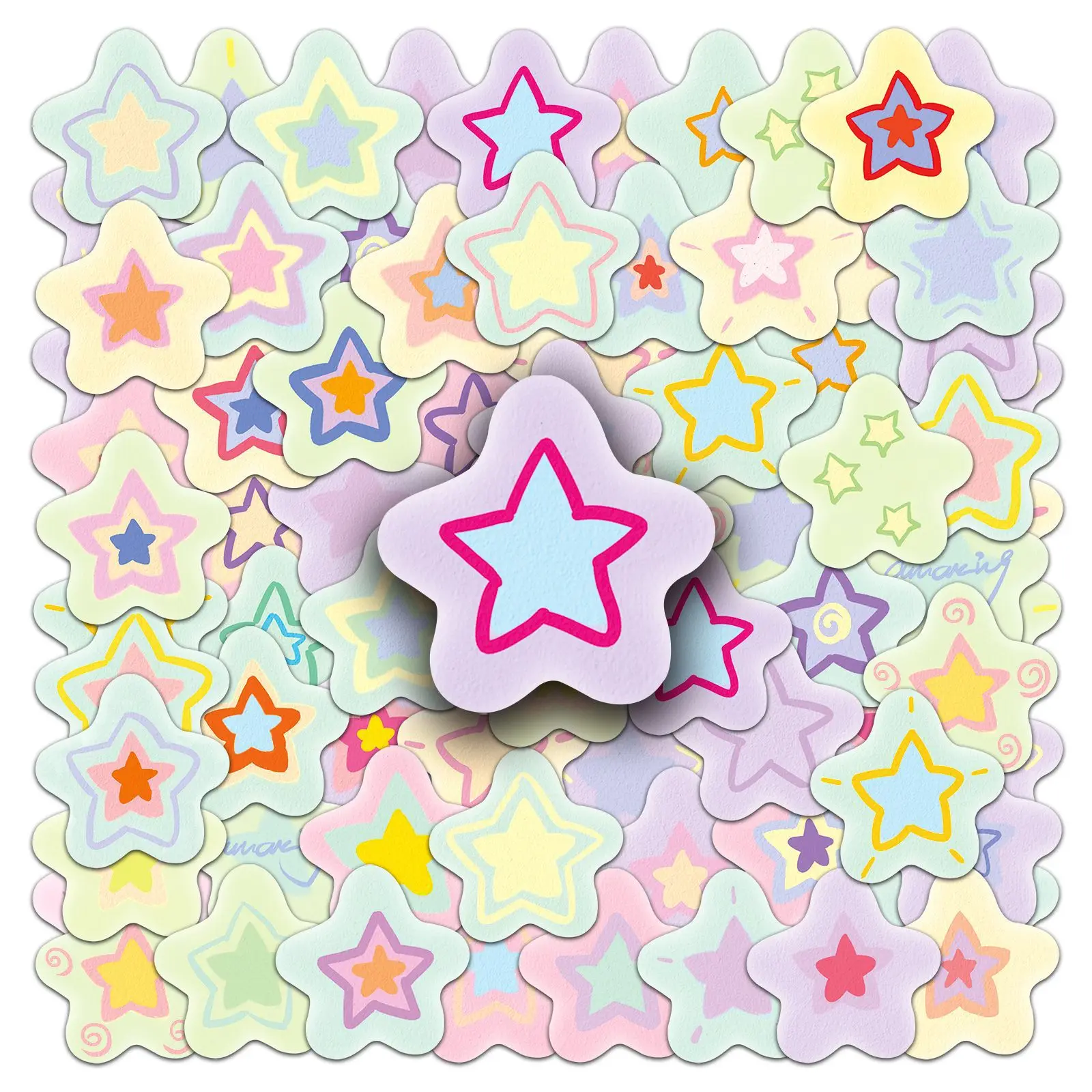 50pcs/bag Cartoon Stars Stickers for Teens Boys Girls Kids Vinly Waterproof Stickers for Laptop Phone Computer Luggage Notebook