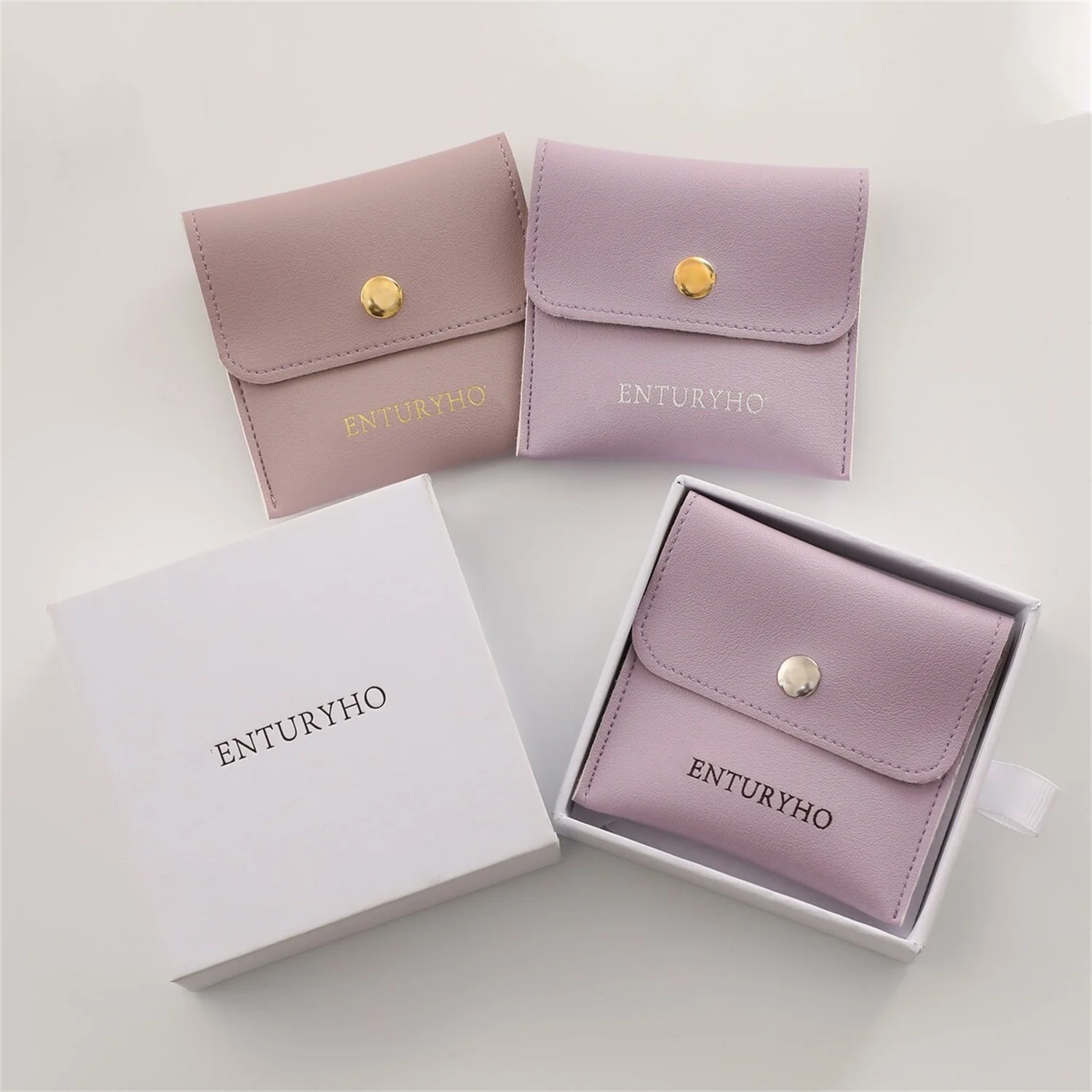 

50 8×8cm pcs Custom Jewelry Packaging Bags Faux Leather Snap Bags Custom Logo Envelope Bags Flap Leather Bags Embossed Logo Mult