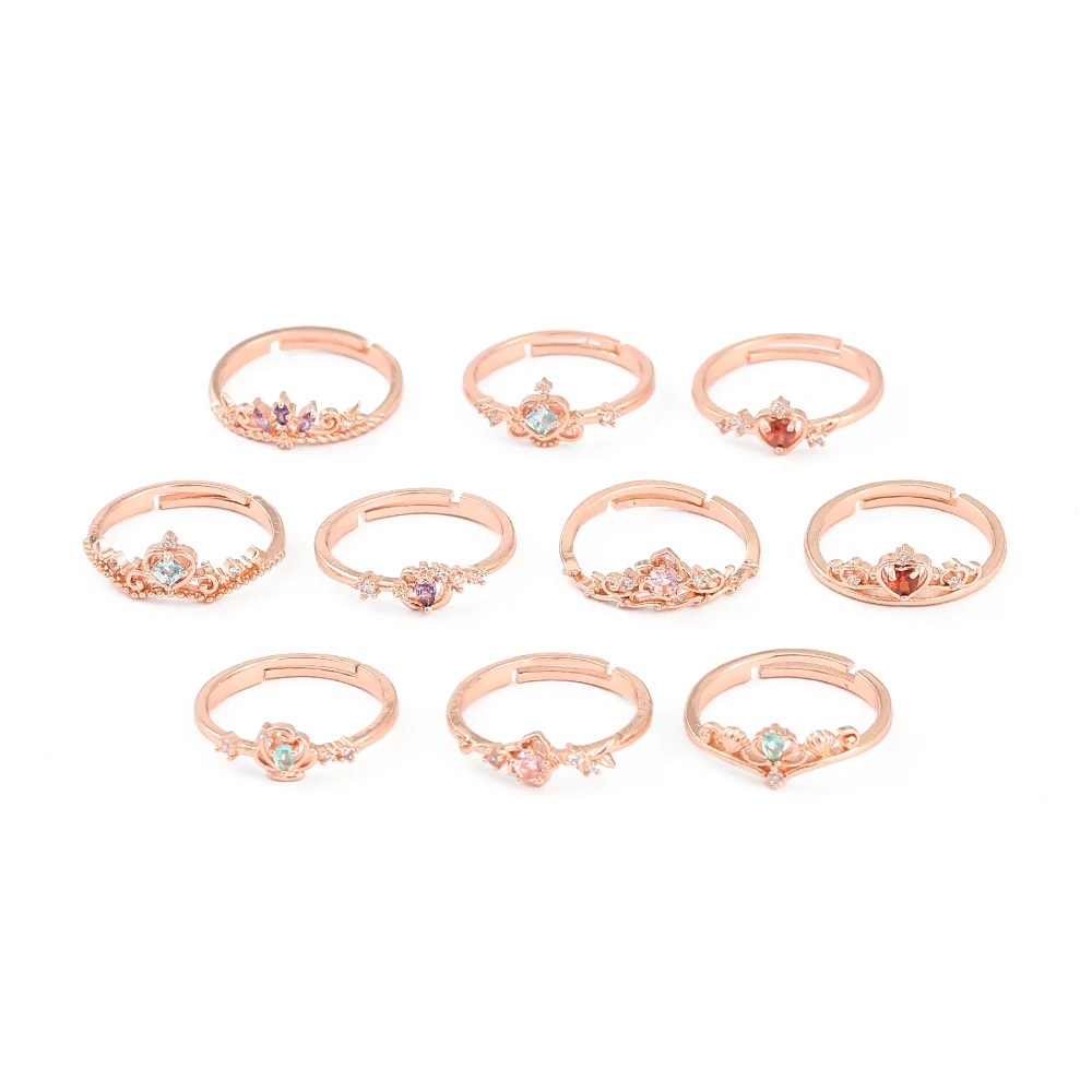 Trendy Disney Princess Open Adjustable Rings Cute Finger Rings Girl Jewelry Crystal Rings For Women Wedding Accessories