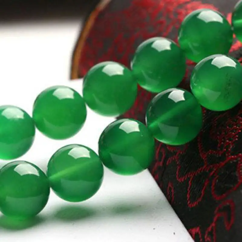 

14mm Natural Green Agate Beads For Jewelry Making Diy Bracelet Beaded Necklace Brazilian Green Agate Round Beads Accessories