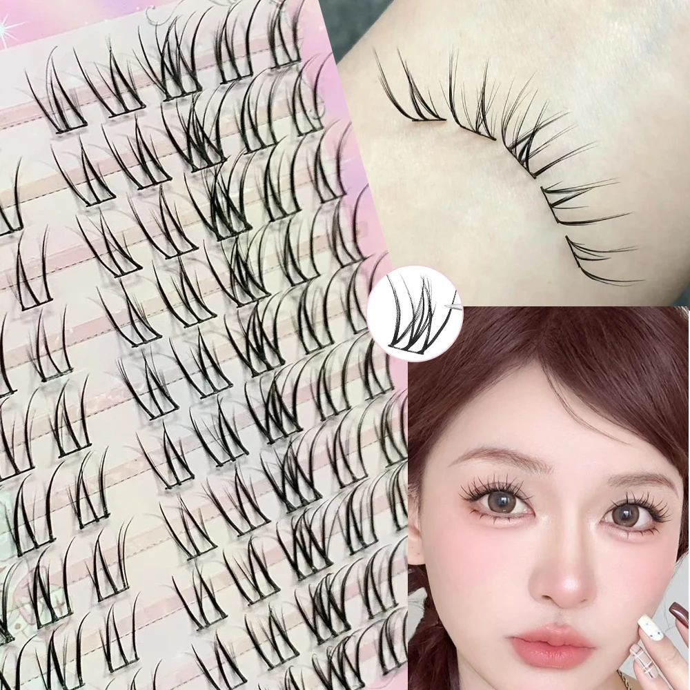 ขนตาปลอมแบบช่อ 10 แถว ขนตาปลอมสไตล์อนิเมะธรรมชาติ ขนตาปลอมแบบต่อขนตา รูปทรงช่อ สำหรับแต่งหน้า