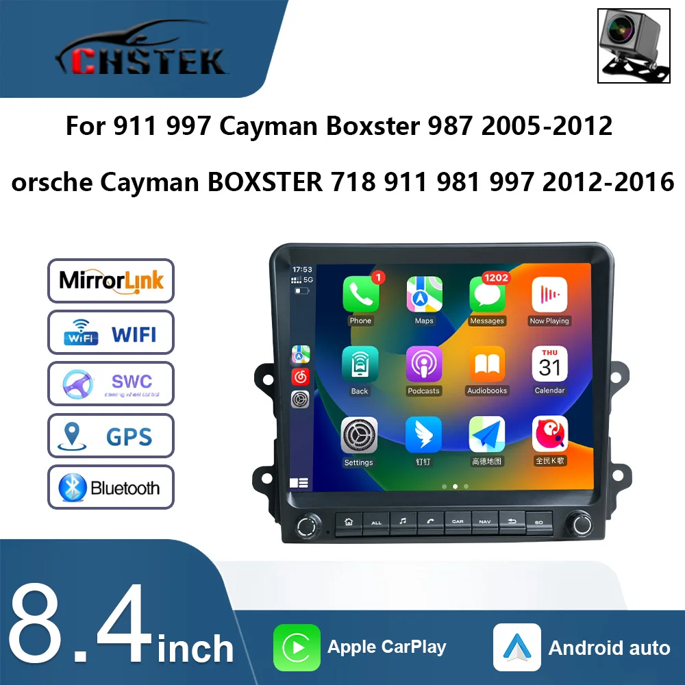 CHSTEK Car Radio Carplay Android For 911 997 Cayman Boxster 987 2005-2012 orsche Cayman BOXSTER 718 911 981 997 2012-2016 GPS 4G