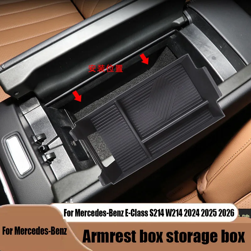 for Mercedes-Benz E-Class S214 W214 2024 2025 2026 Armrest box storage box ABS material car interior storage components