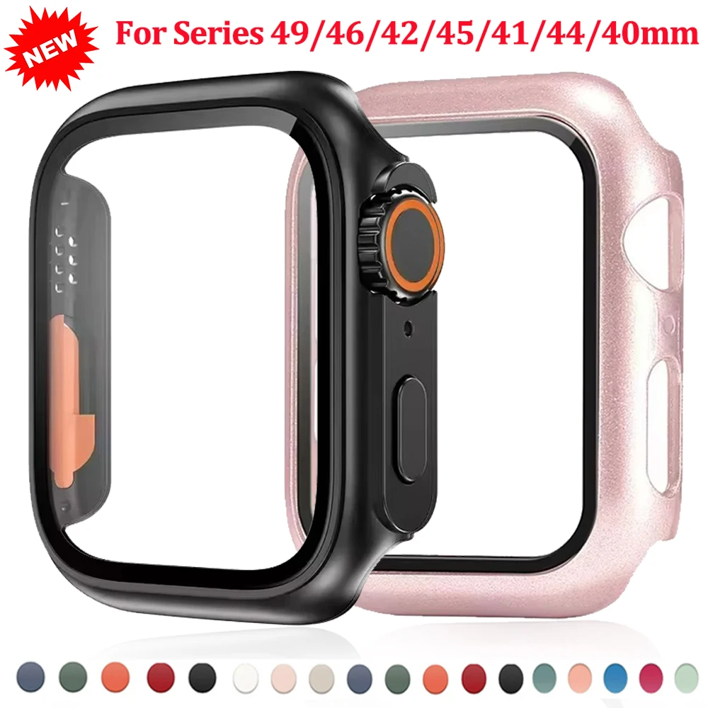 Glass+cover For Apple Watch 10 9 8 7 46/42mm 41 45mm PC bumper Screen Protector Case iWatch series Ultra 49mm 6 5 4 SE 44mm 40mm