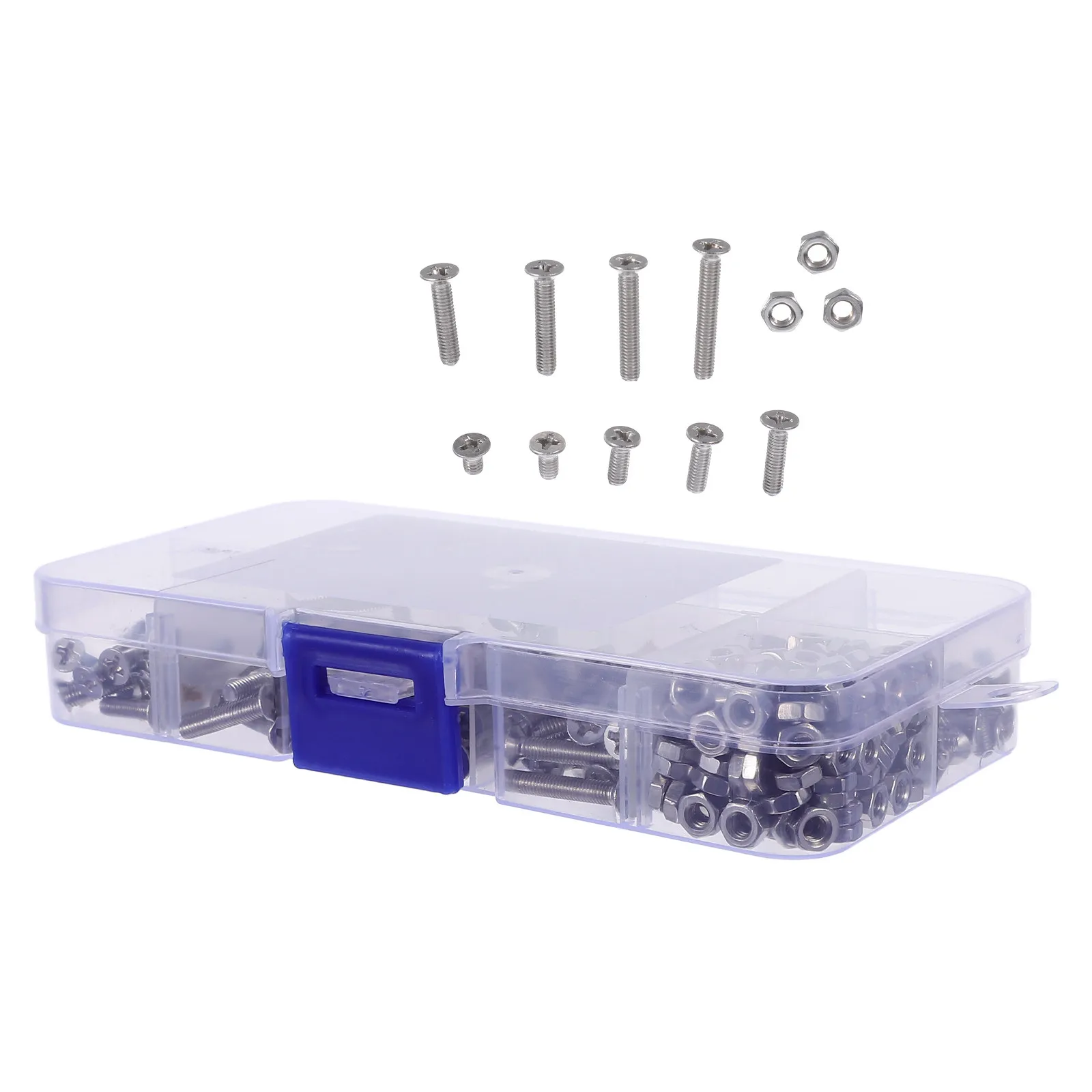 1Set Stainless Steel Screws Assortment Kit Cross Head Bolts Nuts Washers Organized Storage Box for Electronics Repair Appliance