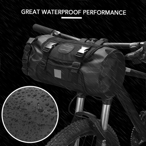 Imagen 2 del producto Bolsa frontal impermeable para manillar de bicicleta, paquete seco de gran capacidad, bolsa de almacenamiento frontal para ciclismo de montaña y carretera