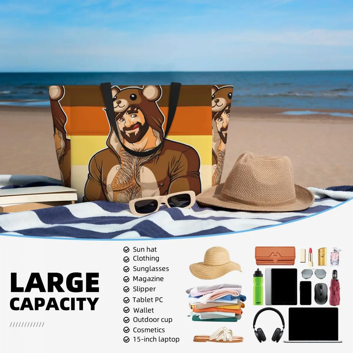 Adam Likes Teddy Bears-Bolso de mano de playa del orgullo del oso, bolsa de lona grande para deporte, gimnasio, Yoga, bolsa de viaje para mujer, bolsa de Fitness