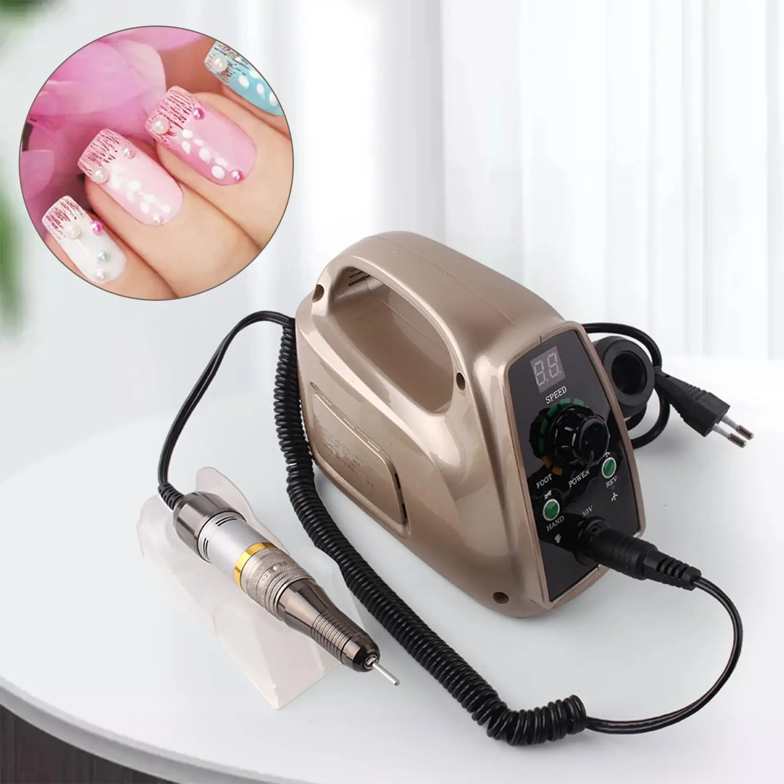 Professional Electric Nail Drill Machine 35000 RPM Polishing File Manicure Machine for Shaping Acrylic Nails Polisher EU