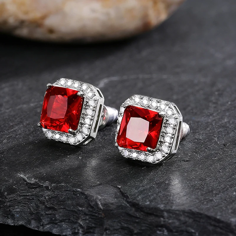 Huitan Ohrstecker mit rechteckigem/quadratischem grünem kubischem Zirkon für Damen, elegante Party-Accessoires, Jahrestagsgeschenk, zeitlose Damen-Ohrringe – Detail 32