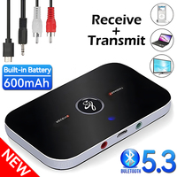 VAORLO Bluetooth 5.3 Audio Transmitter Receiver 3.5mm AUX Jack RCA USB Dongle Music Wireless Adapter 2in1 For Car PC TV Headsets