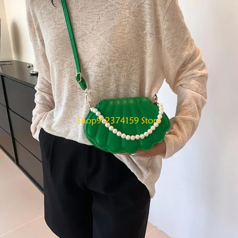 

G5AE Seashells Evening Bag Trend Pearl Chain Handbag Shoulder Crossbody Bag for Women