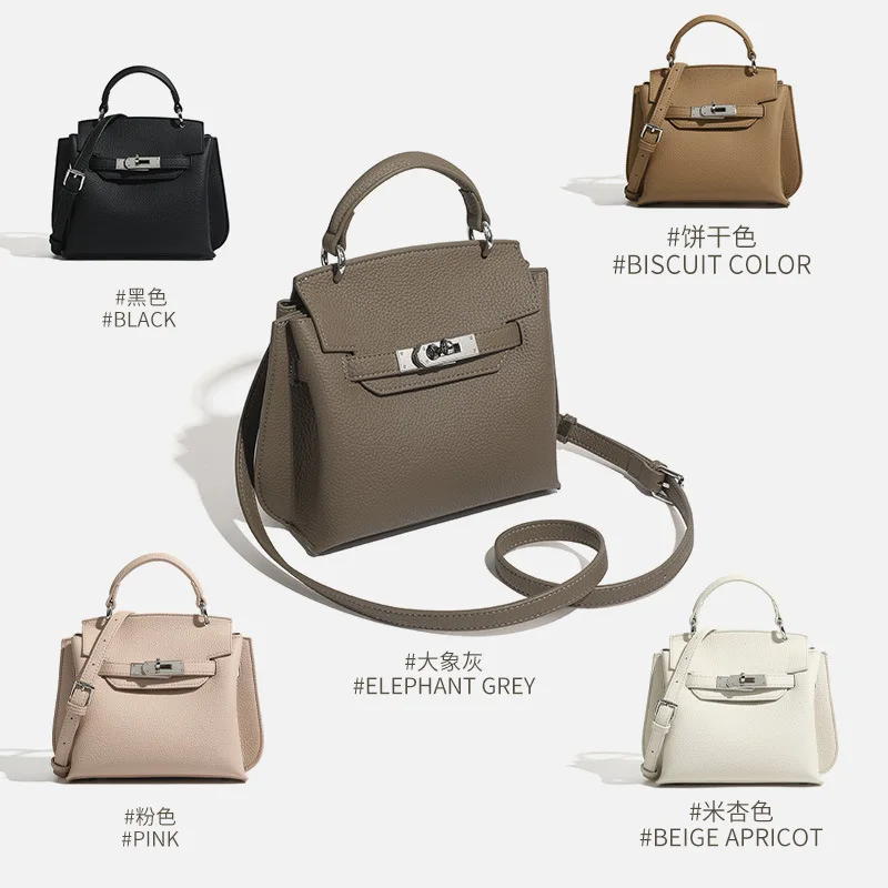 

Lychee pattern fashion platinum Kelly bag, commuter premium shoulder messenger bag handbag