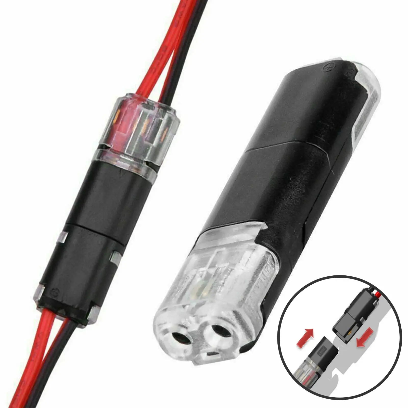 20/30/50pcs Double-Wire Plug-in Connector with Locking Buckle Pluggable LED Wire Connector 2 Pin 2 Way Universal Compact Wire