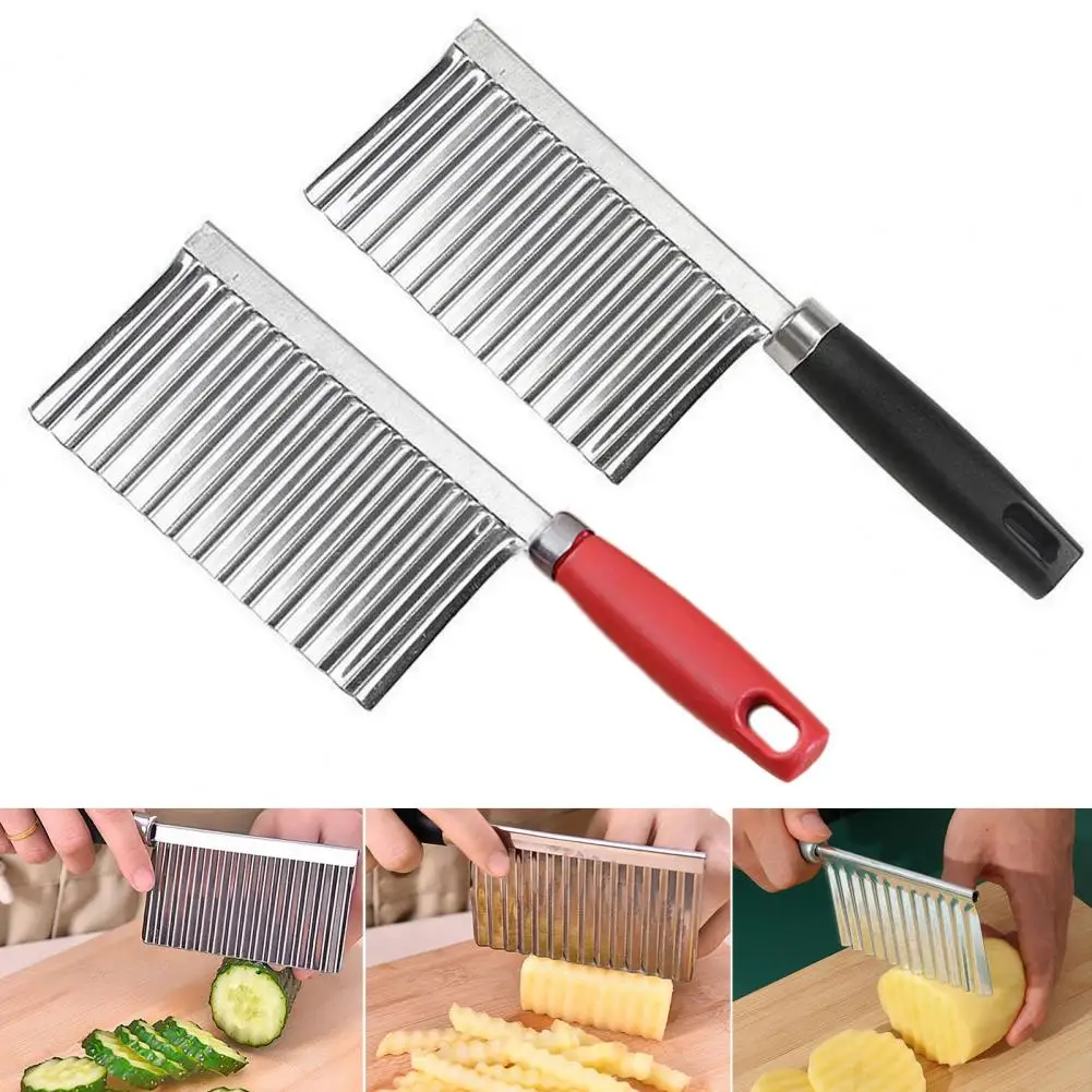 

2Pcs Vegetable Fruit Slicer Stainless Steel Potato Cutter Chopper Set Vegetable Fruit Crinkle Slicer Fry Maker Kitchen Gadget