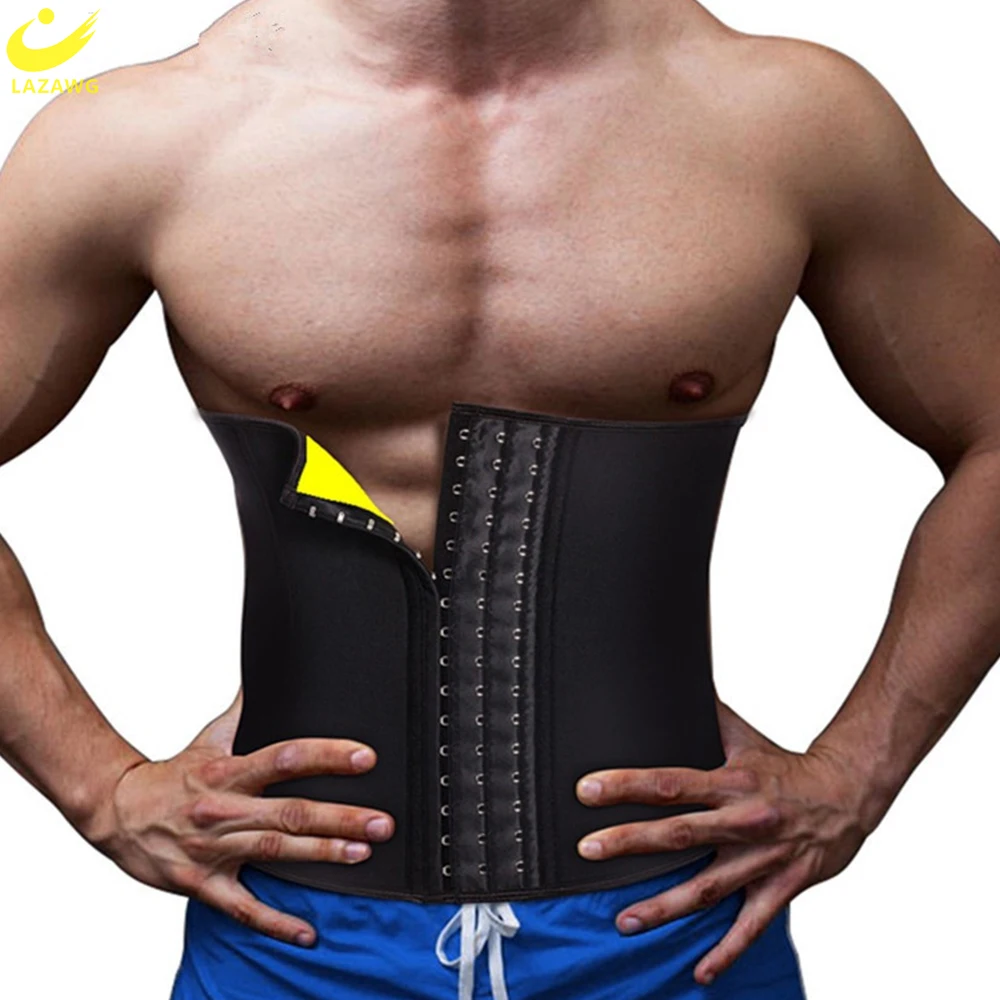 LAZAWG Waist Trainer for Men Sauna Girdles Weight Loss Belt Neoprene Band Belly Cincher Body Shaper Fat Burner Slimming Gym