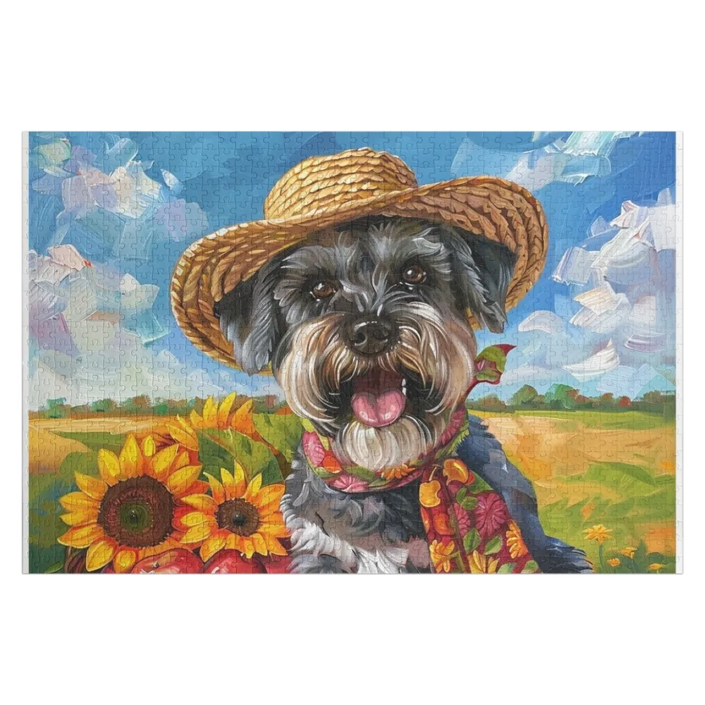 

Leisurely Luncheon: Portrait of a Picnic Schnauzer Dog Jigsaw Puzzle Anime Personalised Jigsaw Puzzle