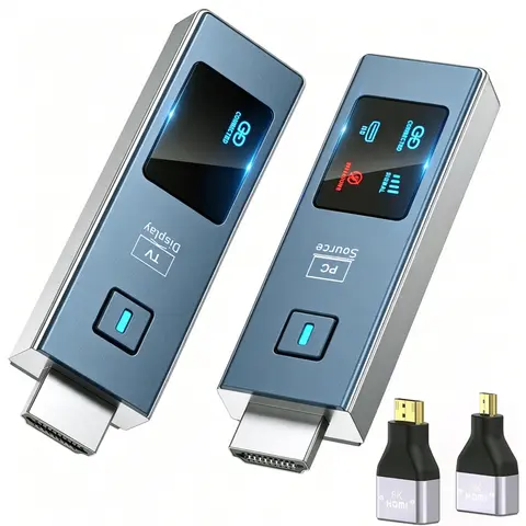 Plug & Play Wireless Video Transmitter & Receiver, 360FT LED Screen 8TX TO 1RX 4K Decode Input 1080P@60Hz Low Latency Extender