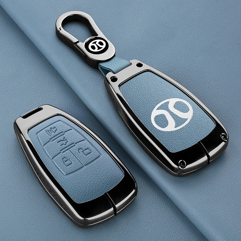 Funda de cuero de aleación de Zinc para llave de coche, llavero para BAIC Senova X25 X35 X55 X65 D50 para Changhe Q25 Q35 A6, piezas de automóvil