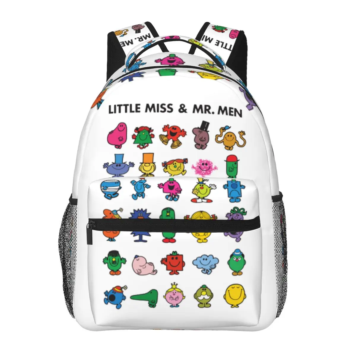Little Miss And Mr. Men Student Backpack School Bag Hiking Travel Daypack for Men Women Fashion Bookbag Shoulder Bags