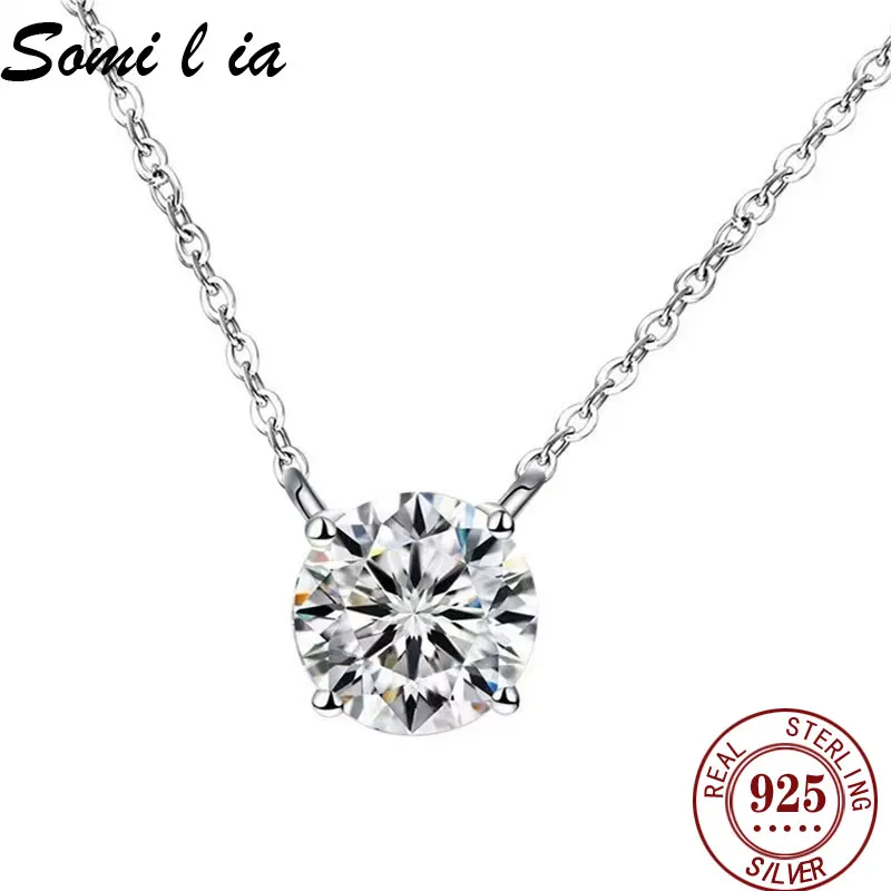 

Somilia Fashion 925 Sterling Silver Necklace For Women 18K Plated Zircon Pendant Necklace Real Money Fine Jewelry Moms Gift