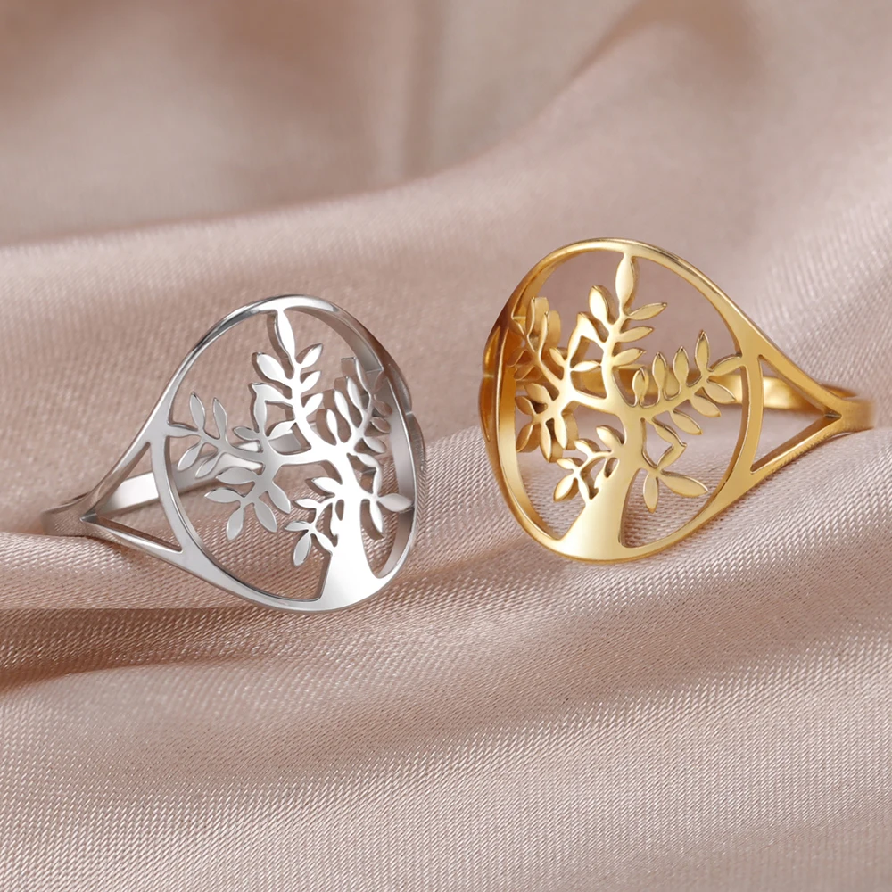 Dawapara Baum des Lebens Ring Hexerei Celtics Knoten Stammbaum Edelstahl Ring für Frauen Ehering Wicca Paar Schmuck – Detail 12