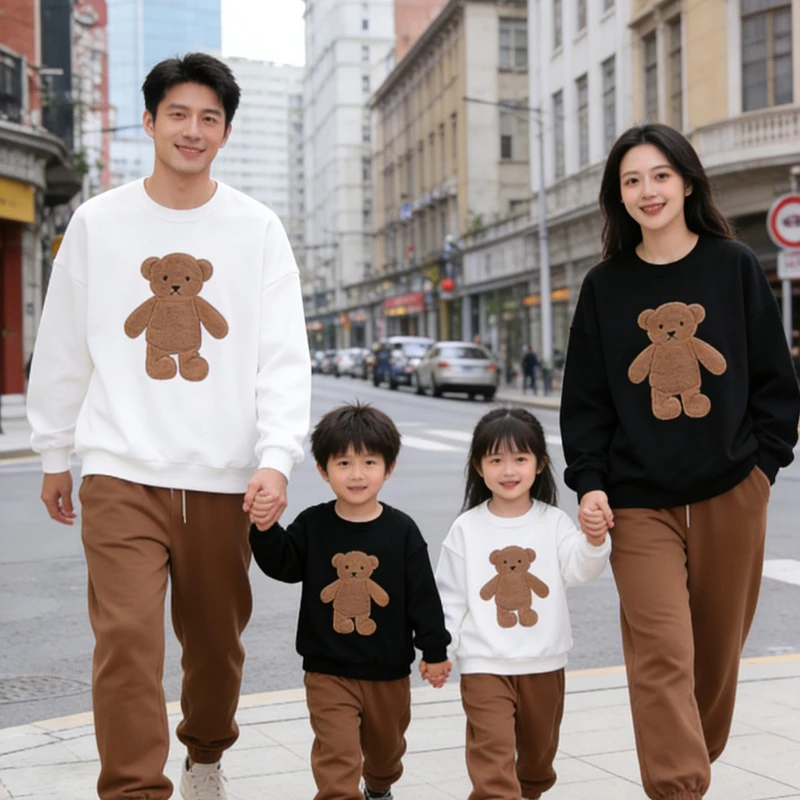 Cotton Sweatshirt for Family Matching Long Sleeve Tops Autumn Spring Dad Mom and Son Daughter Outfits Parent-child Korea Clothes