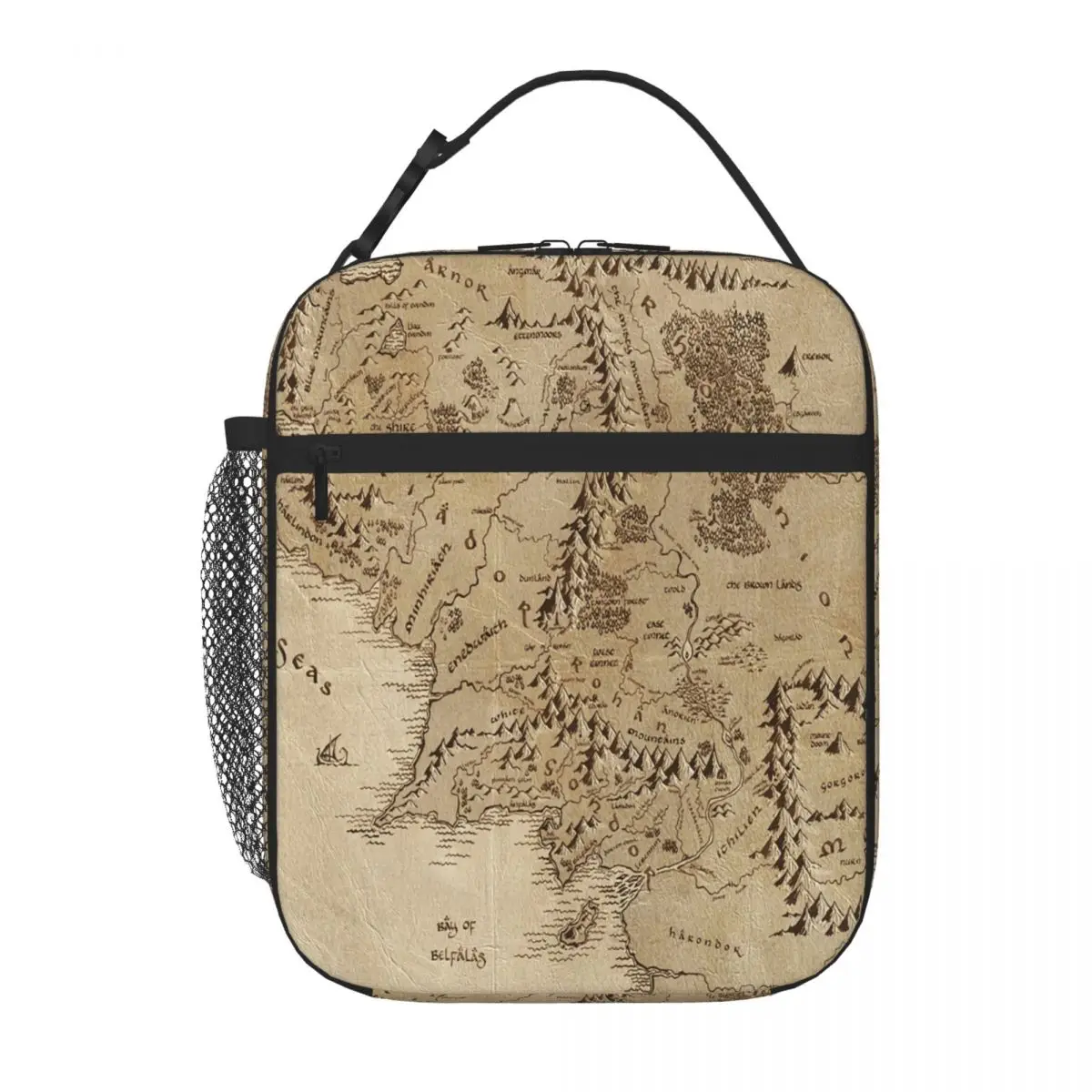 Bestselling Tolkien Map Of Middle Earth Zipper Closure Leakproof Lunch Bag Safari Lunch Adjustable Strap Lunch Bag