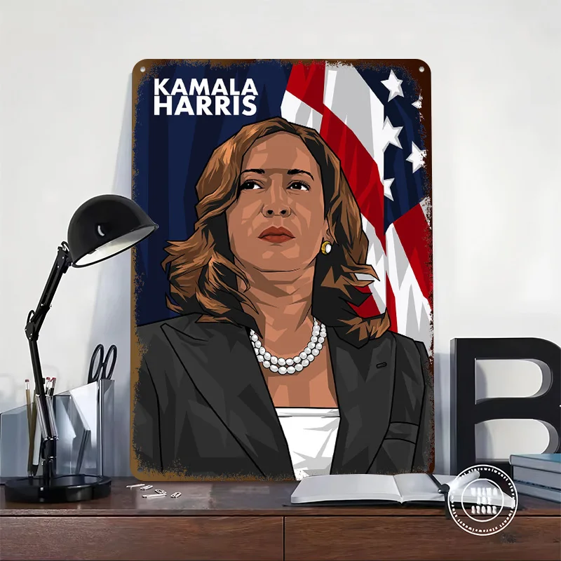 Kamala Harris Portrait Printing Poster Customized Retro Wall Art Vintage Metal Signs for Room Decoration At Home Office Decor