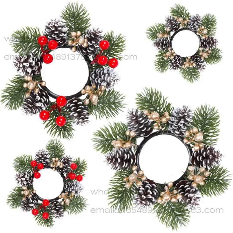 New Christmas scented candle wreath ornament, simulated pine cone desktop decoration ring 2 prices