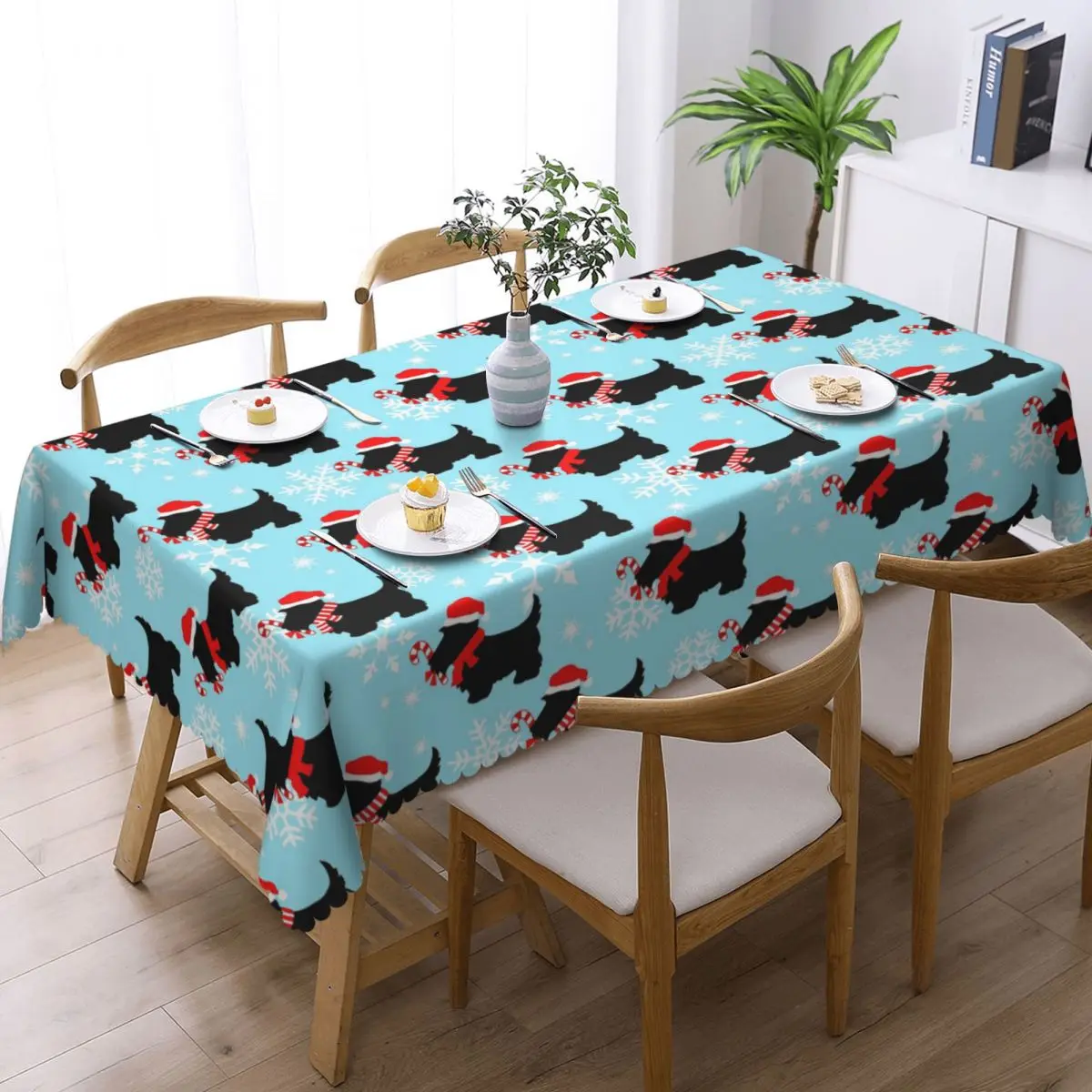 Scottish Terrier Dog Customized Rectangular Tablecloth Waterproof Table Cover for Festival Party Decorations Table Cloth