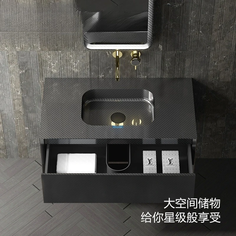 High-luxury new carbon fiber bathroom cabinet, hotel and homestay bathroom wash basin cabinet combination
