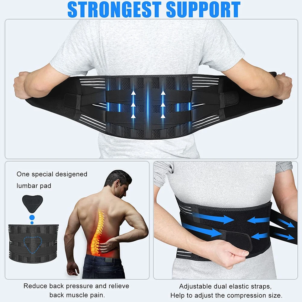 Waist Compression Support Belt Breathable Mesh Anti-skid Lumbar Brace for Men Women Waist Back Pain Relief, Sciatica Scoliosis