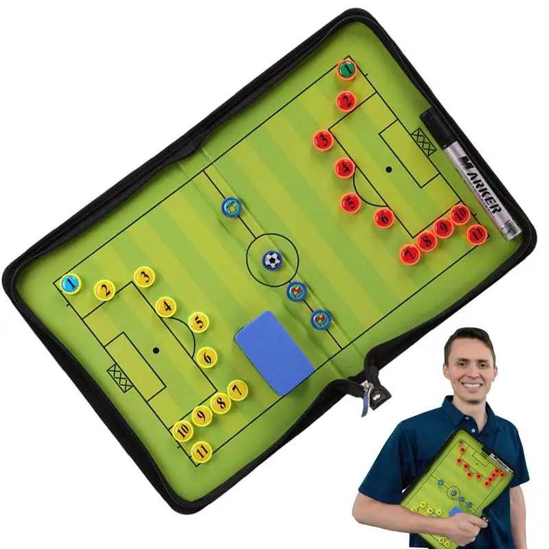 

Soccer Magnetic Coaching Board Coaches Clipboard Magnetic Strategy Board Erasable Foldable Double Sided Soccer Board For Strateg