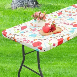 Kitinjoy Rectangle Table Cloth Fitted Flannel Backed Tablecloth Waterproof Wipeable Decor Party Dining Table Cover For Camping