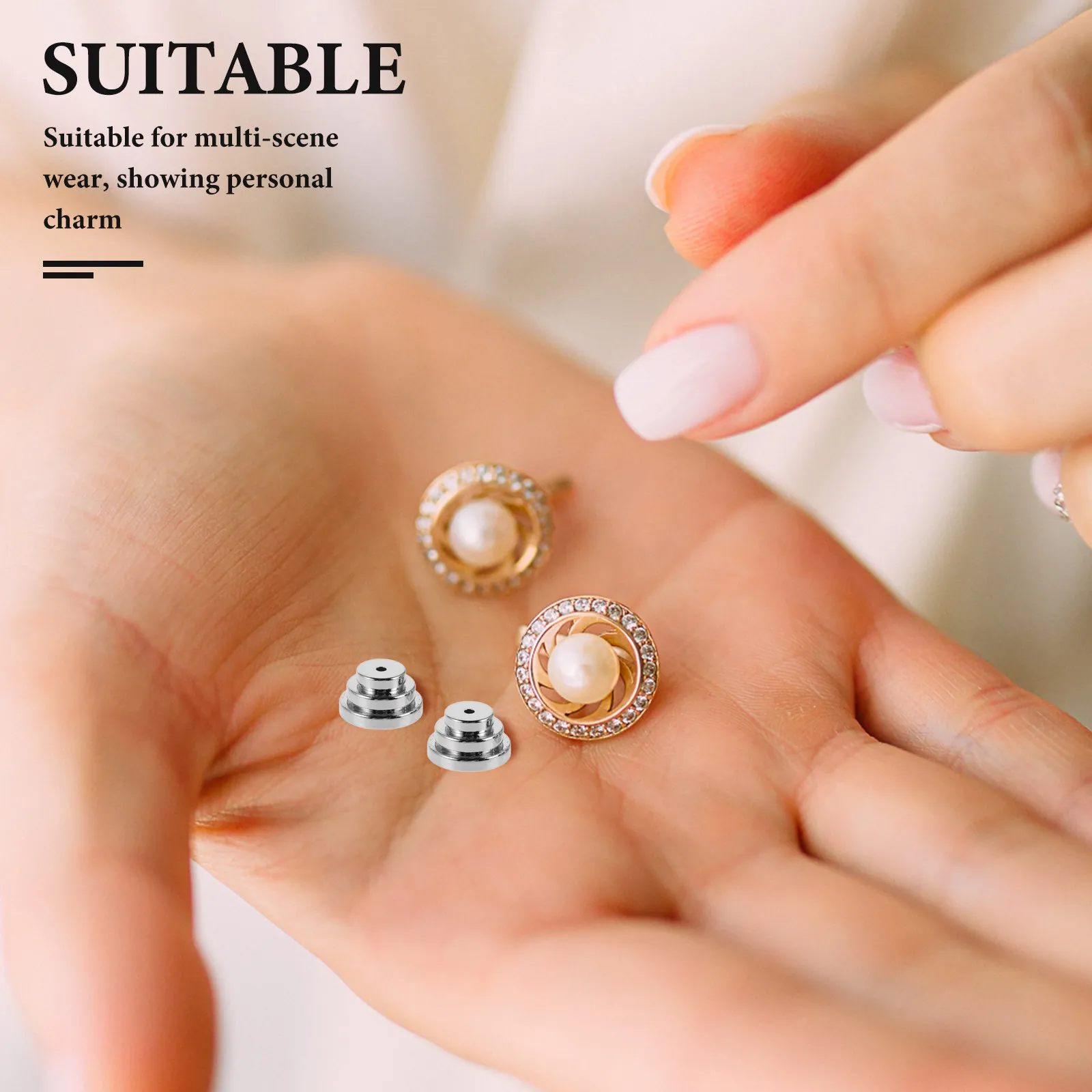 10Pcs Metallic Earring Backs for Studs Triple-Layer Locking Support Backs Earlobe Lifters for Heavy Earrings Comfortable All-Day