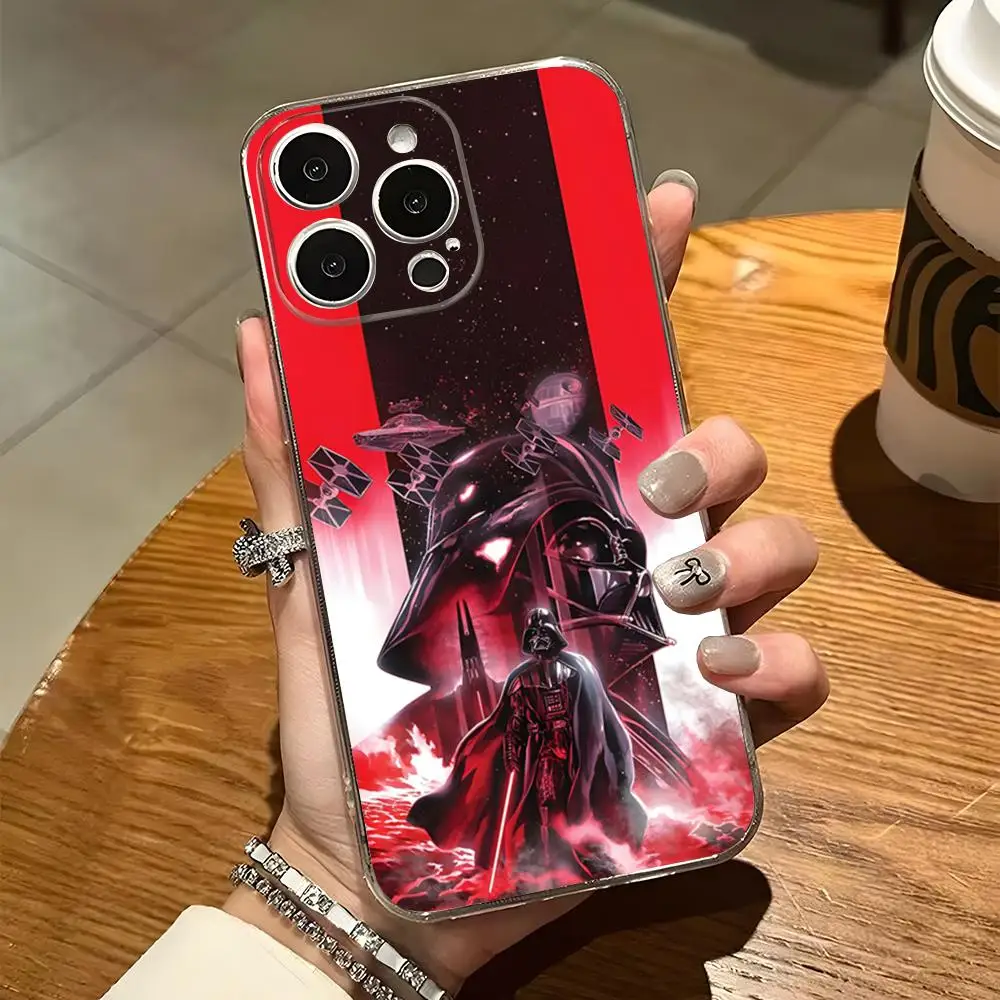 S-Stars W-Wars Darth Vader Phone Case For Iphone 15 Pro Max 14 Plus 11 12 Mini 13 Pro 7 8 X XR XS SE Transparent Back Cover