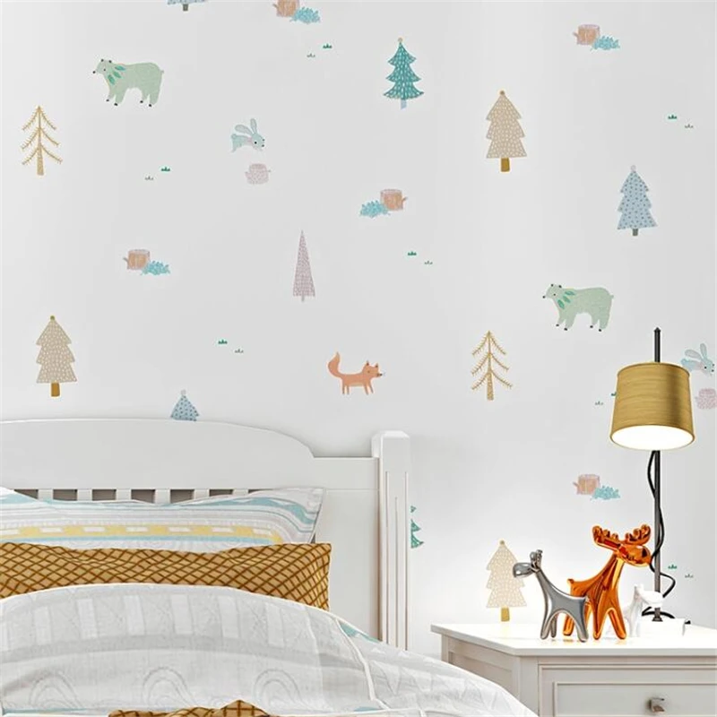 

Детские обои для спальни: для девочек и мальчиков, в скандинавском стиле, с милыми животными, корейские мультяшные обои, Papel De Parede