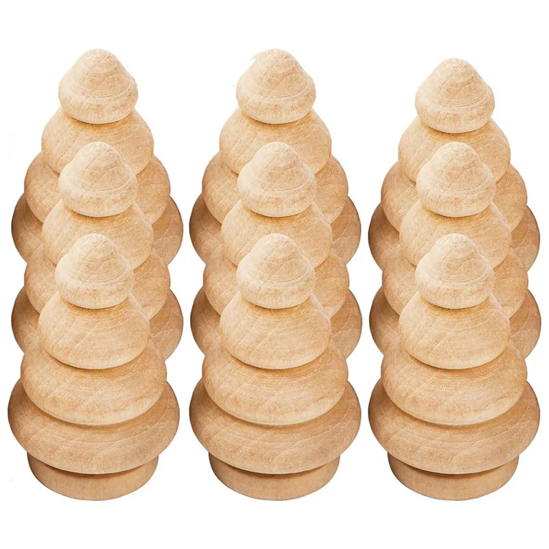 30 حزمة من دمى شجرة عيد الميلاد الخشبية الطبيعية المصغرة لشجرة خشبية فارغة للحرف اليدوية الفنية