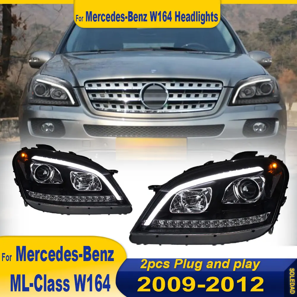 2PCS Car Lights for Benz W164 ML Class LED Headlight 2005-2012 ML350 ML500 Head Lamp Drl Projector Lens Automotive Accessories