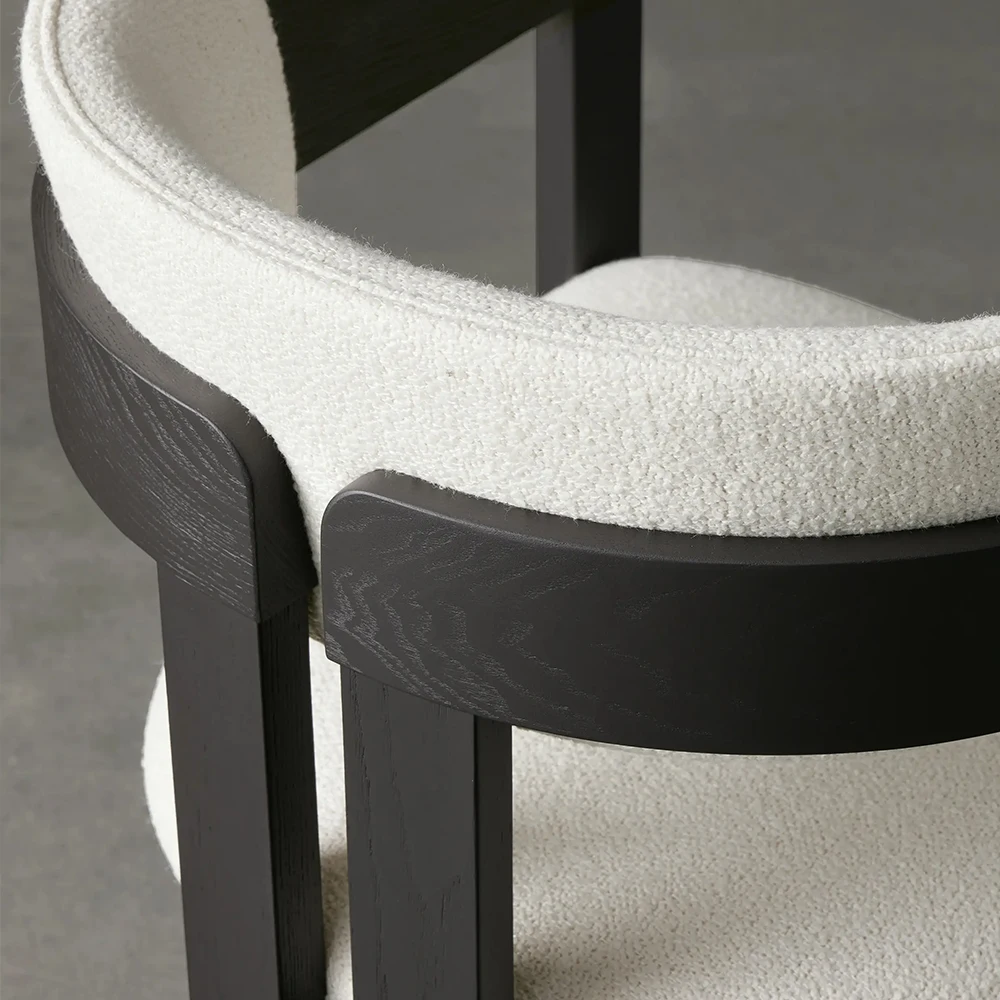 Modern Fabric Armchair Backrest Solid Wood Frame Dining Chair for Home Furniture Coffee Shop Hotel Use Customizable Size Color